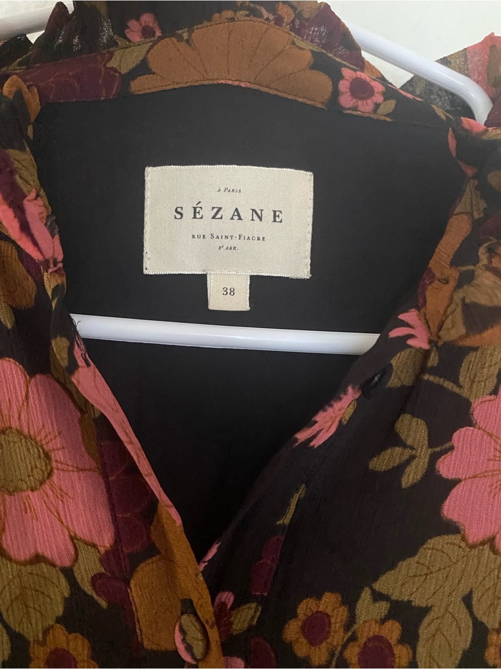 Sezane Wrap-Skirt Floral Mini Capri Long-Sleeve Dress - Picture 4 of 8